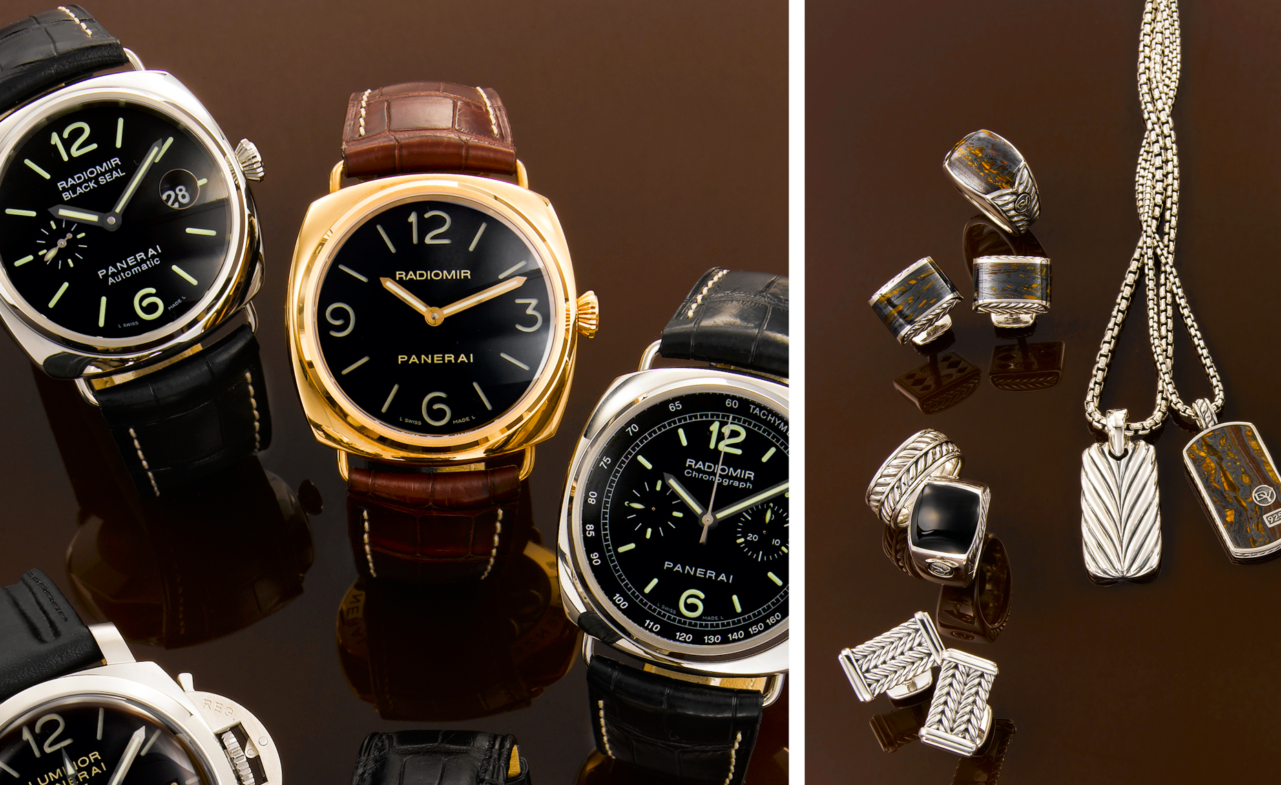Photos of watches, necklaces and rings