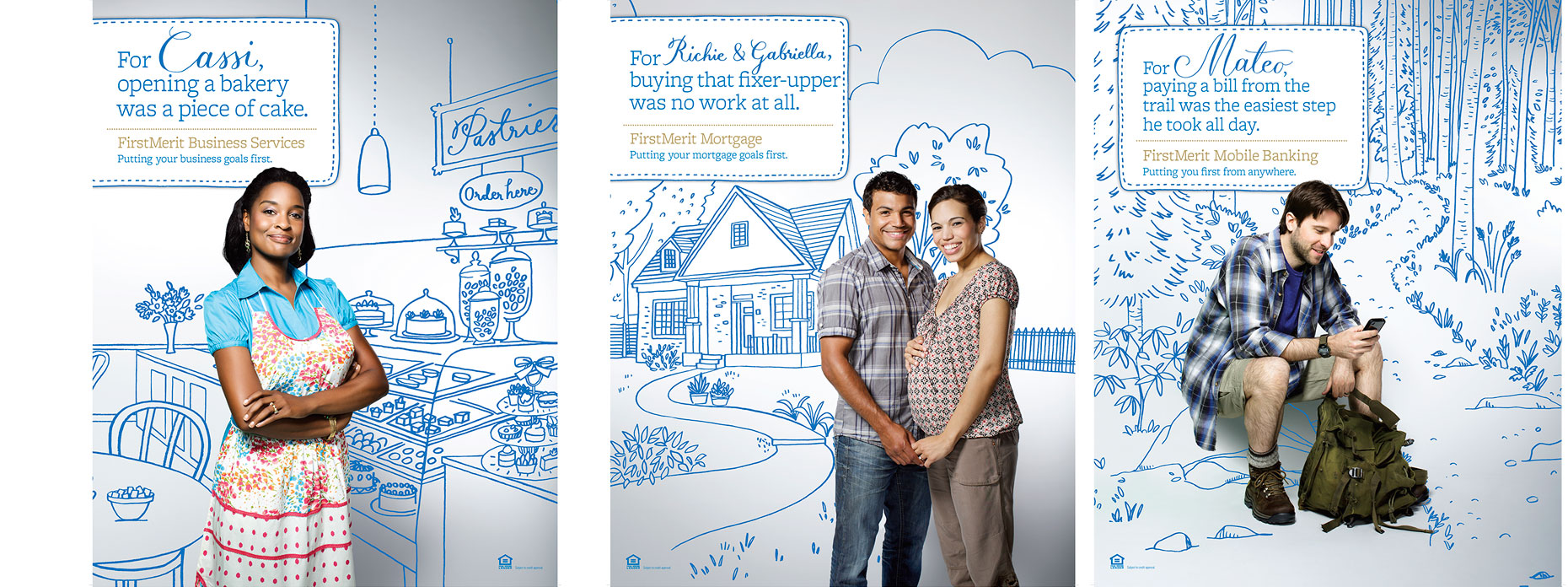 Photo illustrations of customers for FirstMerit bank