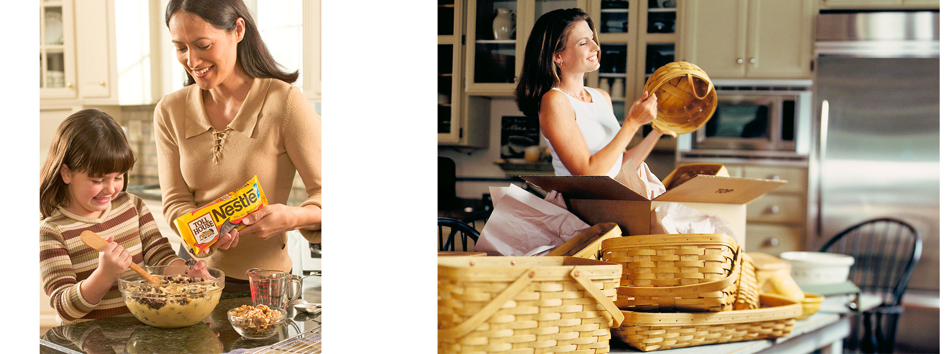 Lifestyle advertisement for Nestle and Lifestyle advertisement for Longaberger baskets