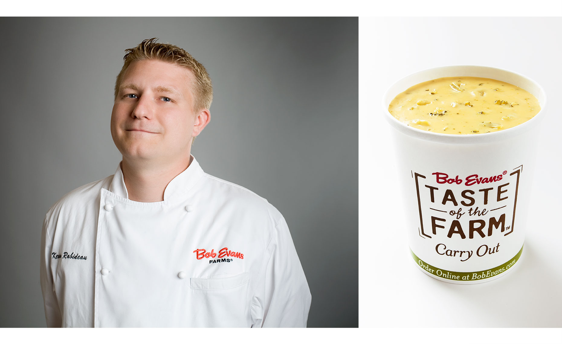 Bob Evans chef on grey background