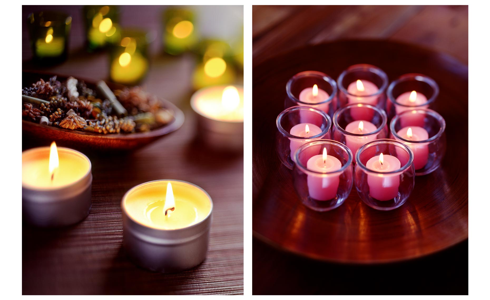 Romantic scenes of candles