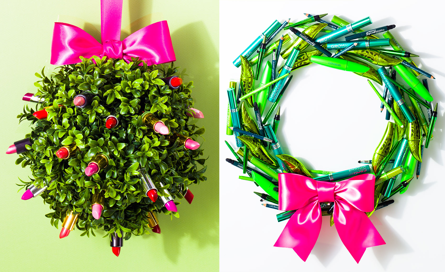 Wreaths of beauty product for Harmon Makeup